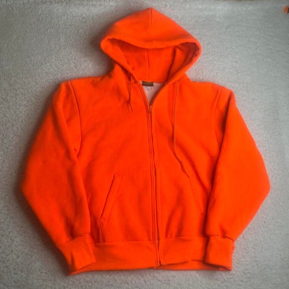 Vintage Camber men's fully thermal lined orange hoodie heavy work crop M